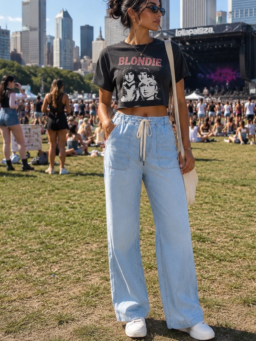 Tall-girl—Westley, Drawstring Wide Leg Jeans